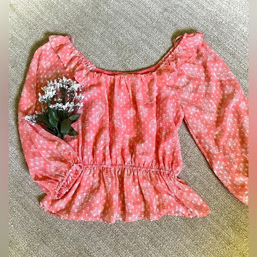 The Nines NWT Paisley Dotted Off Shoulder Blouse - XS